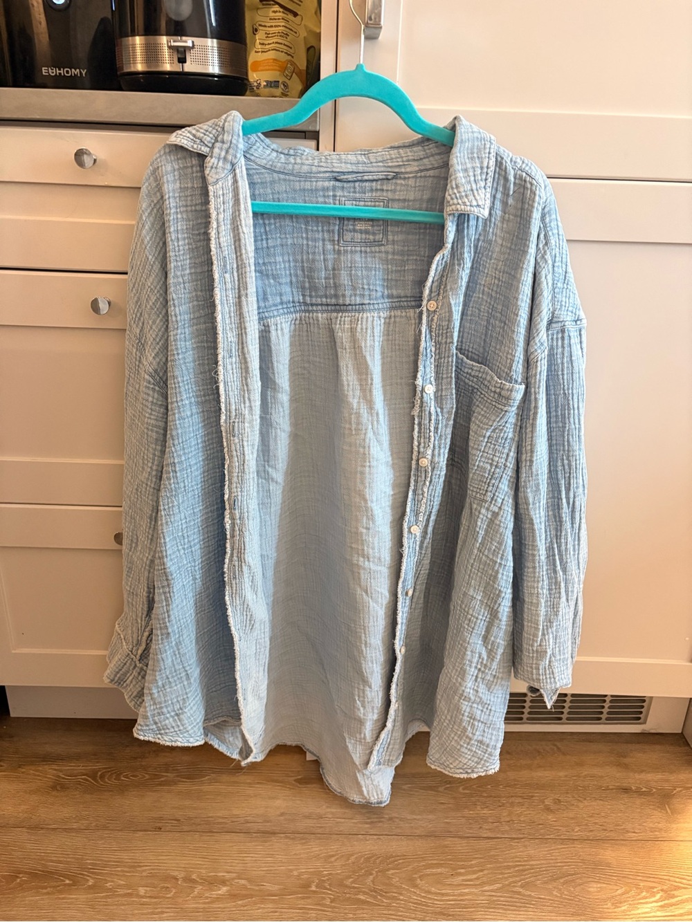 Aerie Light Blue Gauze Button-Up Shirt